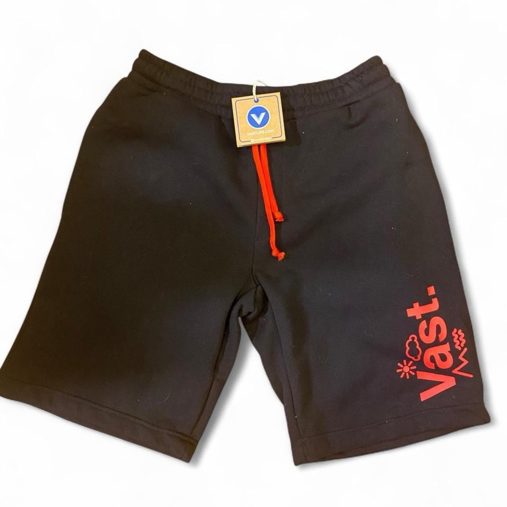 NWT Vast Lilu Comfy Streetwear Stretchy Lounge Shorts in Black/Red, Size S.